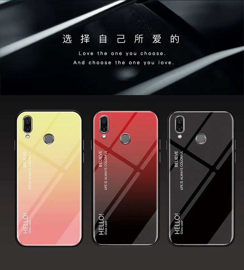 Чехол с градиентным закаленным стеклом для Xiaomi Redmi Note 7 5 6 Pro Pocophone F1 Mi8 Mi A2 Lite 6X 5X A1 Mi9
