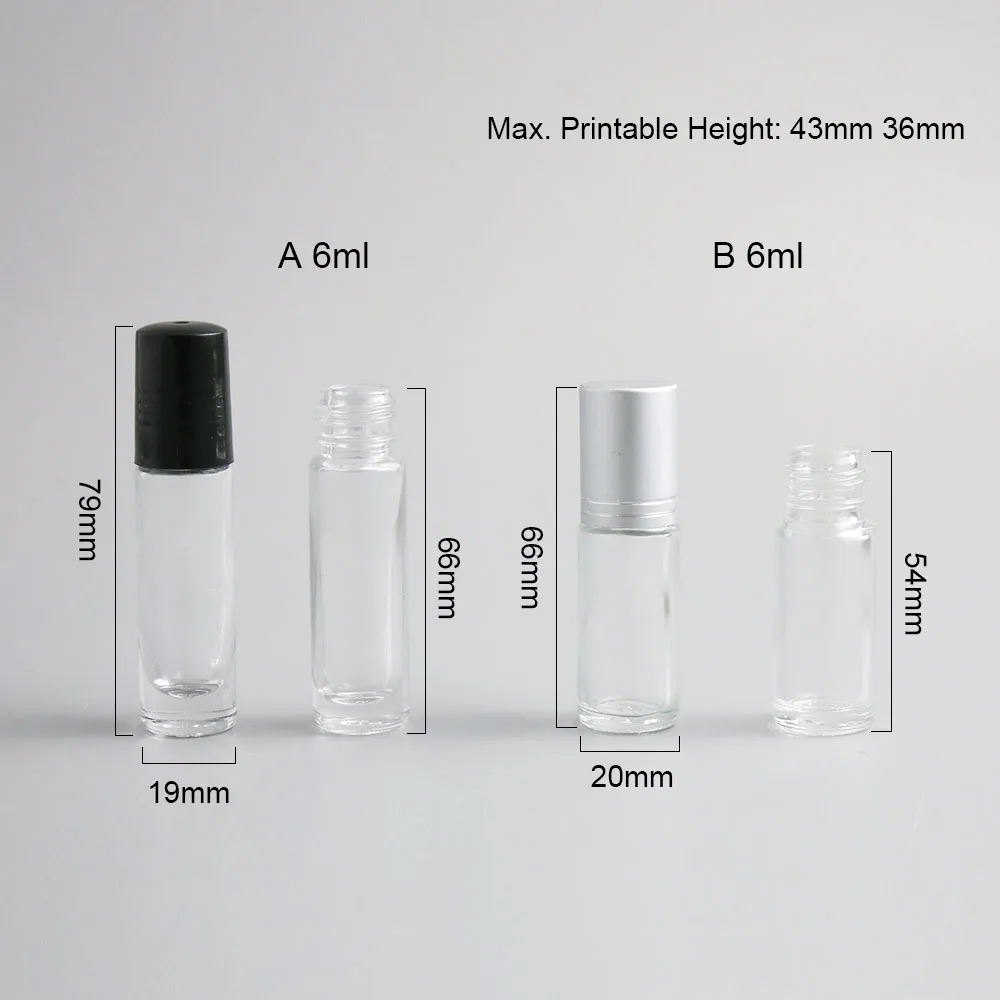 

24 x 6ml Mini Refillable Perfume Bottle With Roll-on Glass/Metal Ball Refillable Empty Essential Oil Bottle Vial