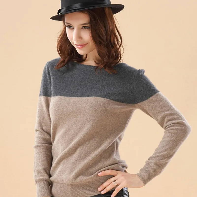 

Snaoutofit Large Size Sweater Women's Round Neck Bottom Head Slim Short Paragraph Mixed Colors Wild Autumn Winter