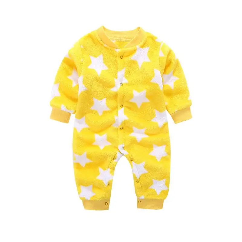 yellow Одежда для новорожденных; сезон весна-осень; комбинезон с длинными рукавами и рисунком для маленьких мальчиков и девочек; зимний флисовый теплый комбинезон для альпинизма; Пижама - Цвет: yellow