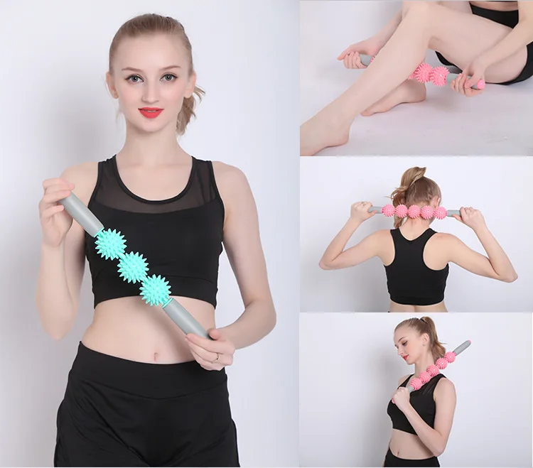 Yoga Roller Muscle Massage Stick Tension Relief Balls Exercise Workouts Pilates Point Spiky Ball Accessories | Спорт и развлечения