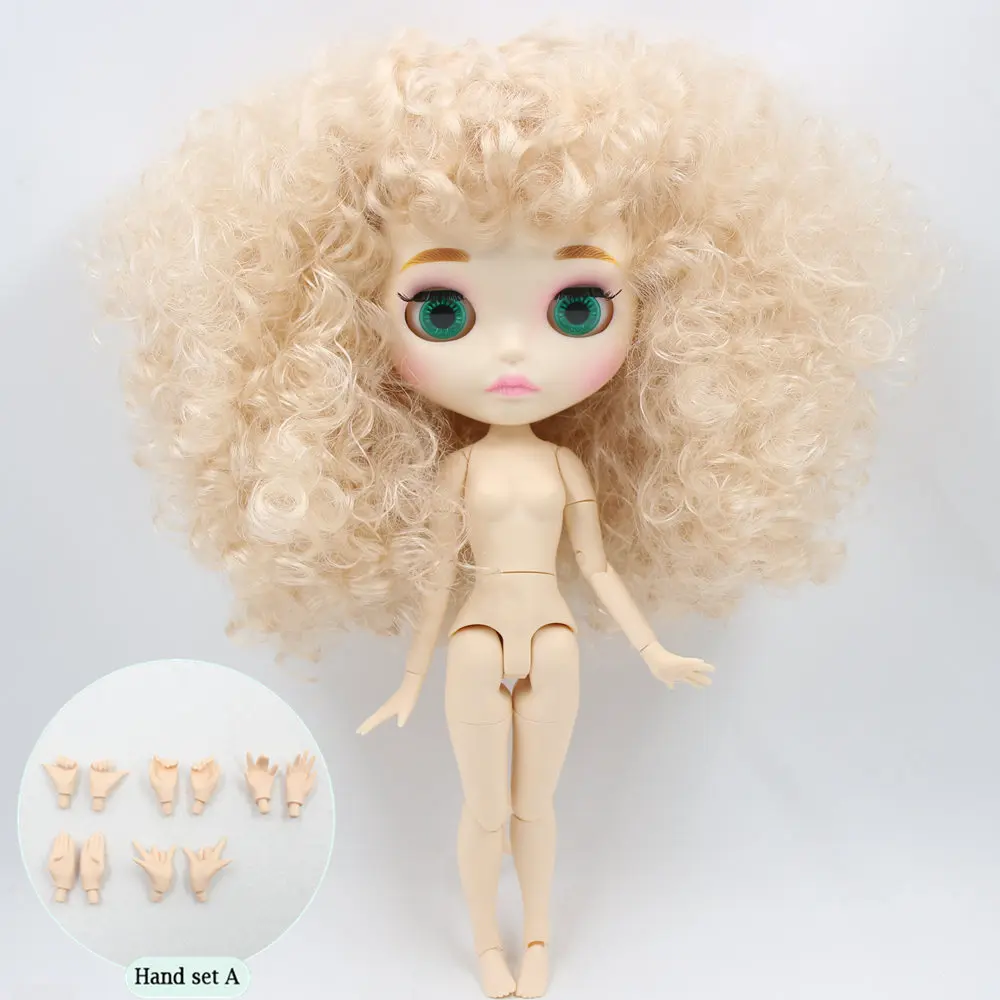 like the picture Ледяной телесного цвета Blyth кукольные для Серия No. BL3139 блондинка афро волосы резные губ матовая лицевая сторона с бровей шарнирное тело 1/6bjd - Цвет: like the picture