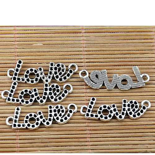 

30pcs tibetan silver tone Love connector DIY making EF1491