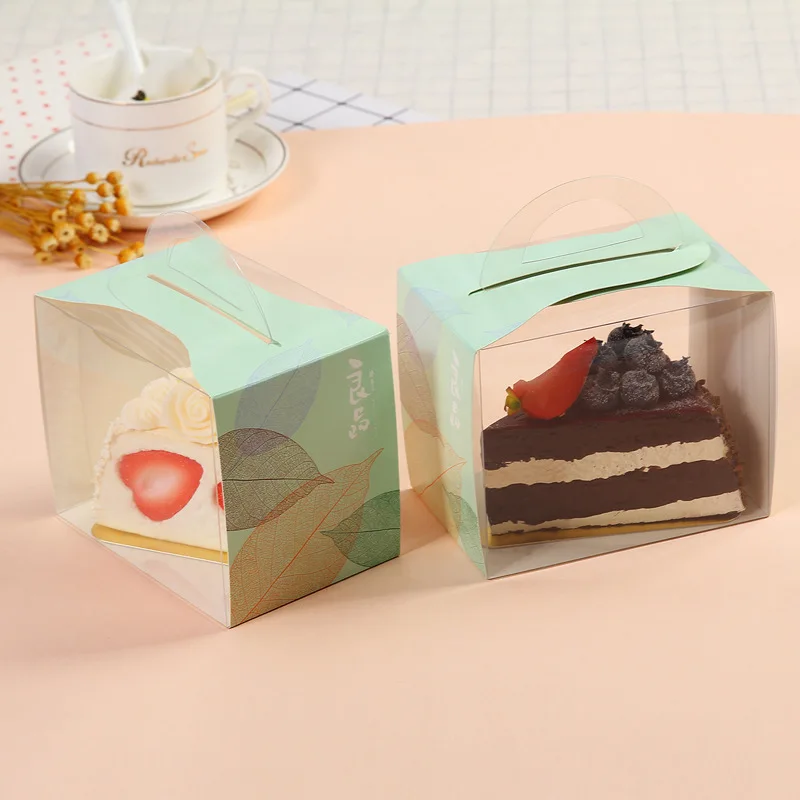 

100pcs Plastic Paper Cake Box with Handle Wedding Party Favor Boxes Gift Packing Box for Muffin Cookies Mousse lin3807