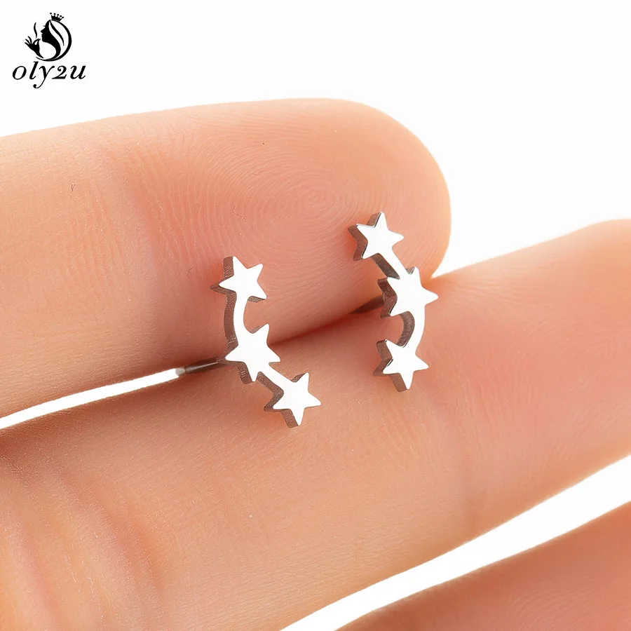 Star Earrings Oly2u милые с изображением ясного звездного серьги-клаймберы, серьги со шпилькой, для Для женщин brincos, можно носить с серьги Модные украшения Bijoux(украшения своими руками) boucle d'oreille femme - Окраска металла: Star Earrings