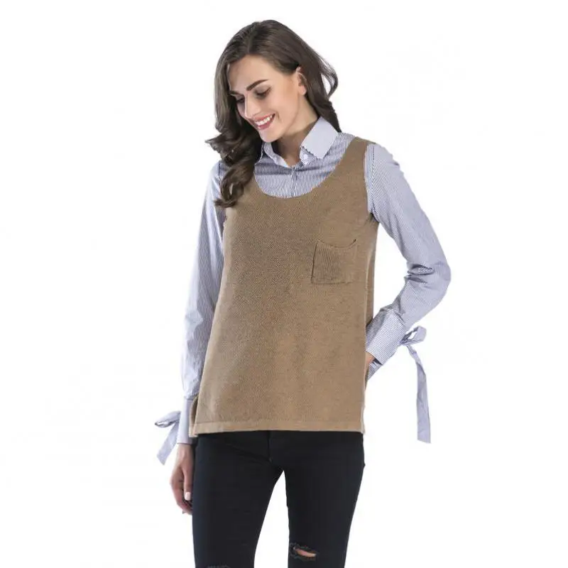 Свитер женщин 2018 осенью новый большой размер женская без рукавов с круглым