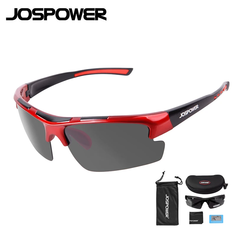 black red JOSPOWER поляризационные женские солнцезащитные очки для велоспорта, солнцезащитные очки для катания на велосипеде на Сверхлегкие спортивные очки на открытом воздухе солнечные очки для вождения UV400 очки для рыбалки - Цвет: black red
