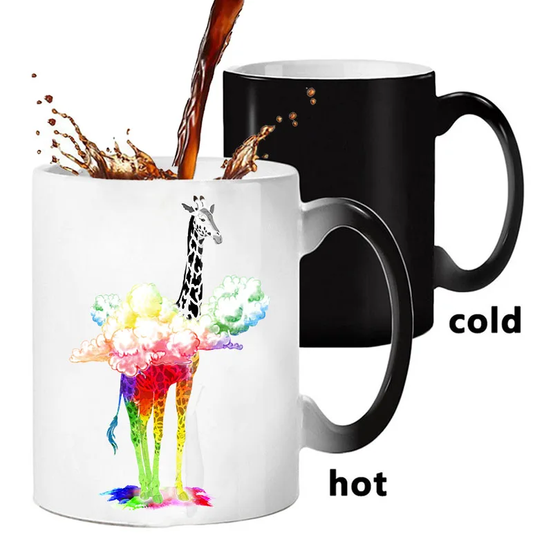 Цвет ed радуги жираф Магия изменить Heat Reactive Кофе Чай кружка для подарок весом 11