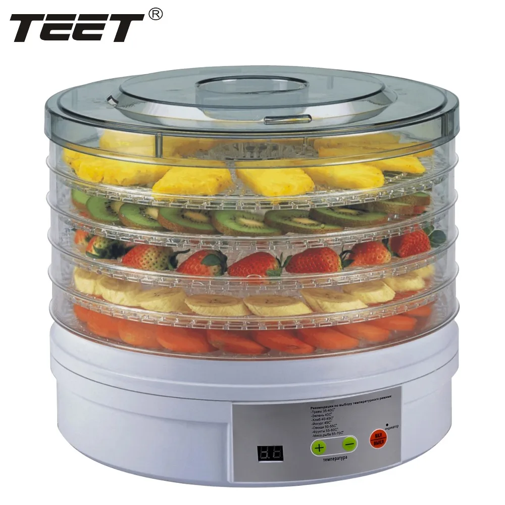 Teet Электрический 5 лотков BPA Бесплатный Цифровой осушитель для
