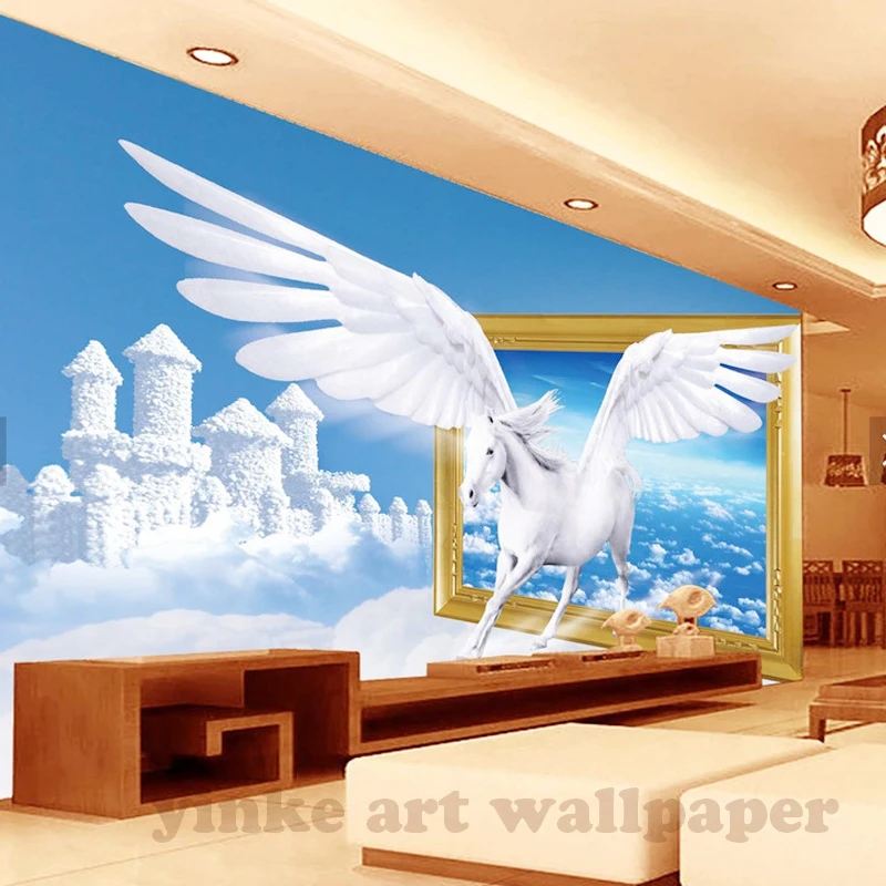 Custom 3D Photo Wallpaper dreamlike cloud pegasus Wall Painting Living Room Bedroom Entrance Background Mural | Обустройство дома