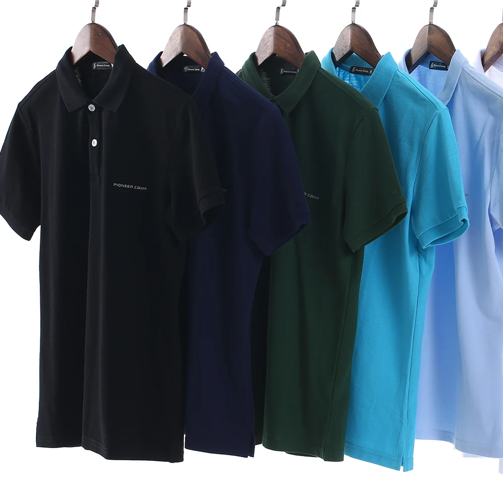 Pioneer Camp Golf Polo рубашка мужская из хлопка с коротким рукавом Повседневная Мужская s Polo Базовая летняя розовая фиолетовая темно-синяя рубашка поло мужская