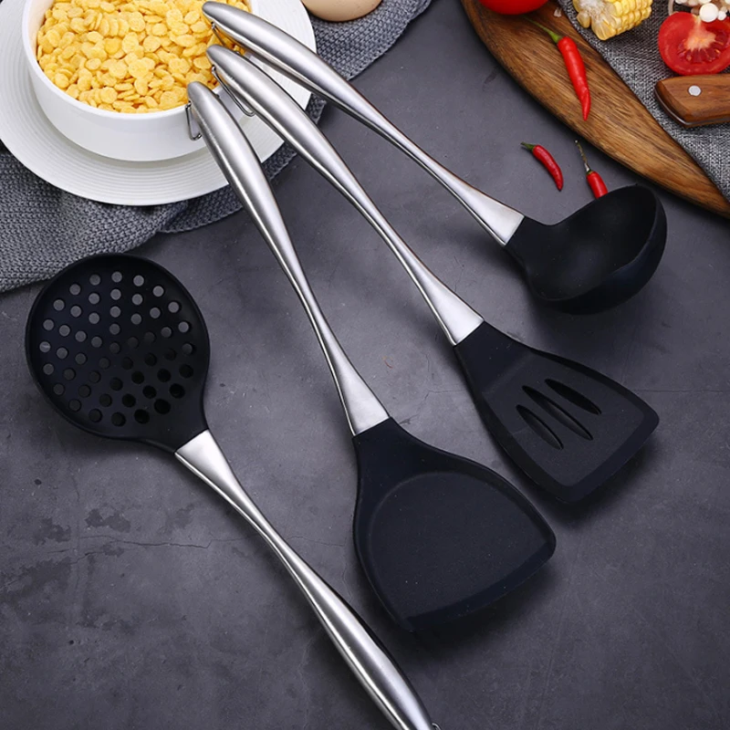 Silicone kitchen Cooking Tools Spatula Heat-resistant Soup Spoon Non-stick Utensils Cooking Shovel Baking Gadgets Accessories