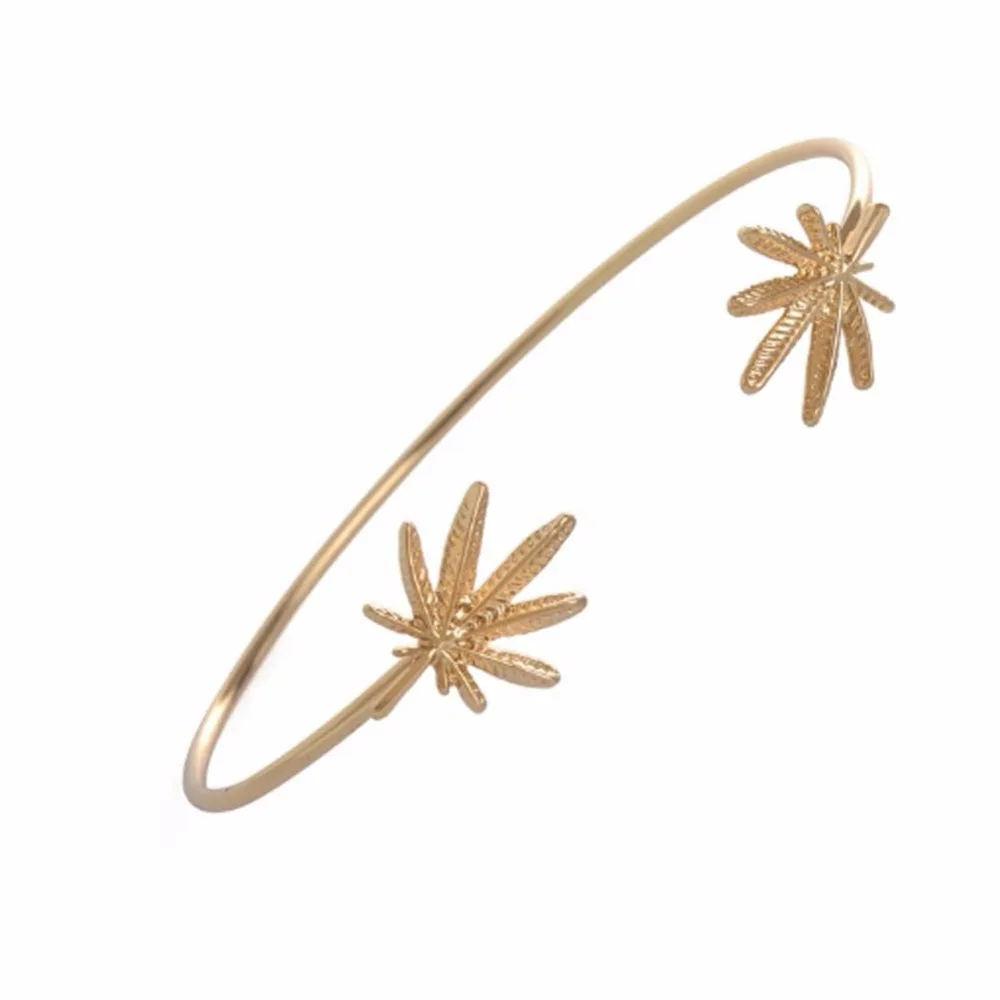 Кленовый лист манжета браслет Шарм посеребренный летний Канада лесной ювелирные