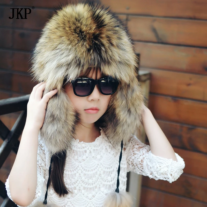 JKP/2018 г. Новая Детская меховая шапка зимняя новая теплая с лисьим мехом для