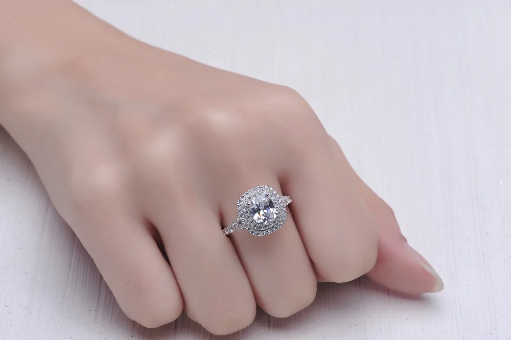 Сказочное обручальное кольцо с искусственным бриллиантом 2 ct 925 пробы серебряное