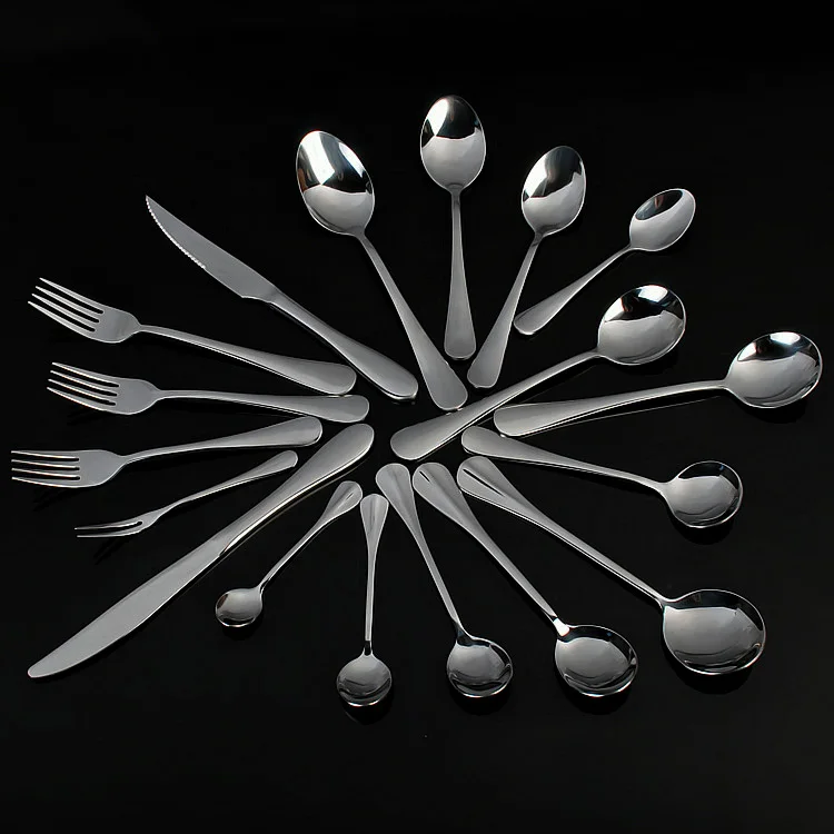 

0 18pcs SUS#18/10 Full stainless steel dinnerware set fork spoon western knife steak knife fork spoons