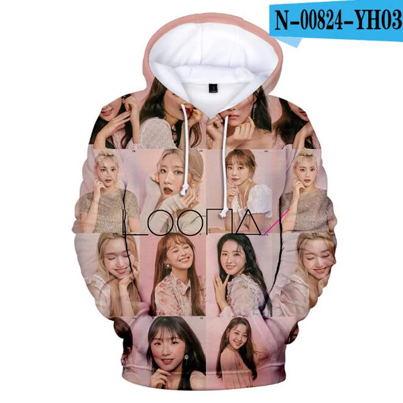 Женская/мужская Толстовка Harajuku Корейский KPOP LOONA 3D принт куртка с капюшоном