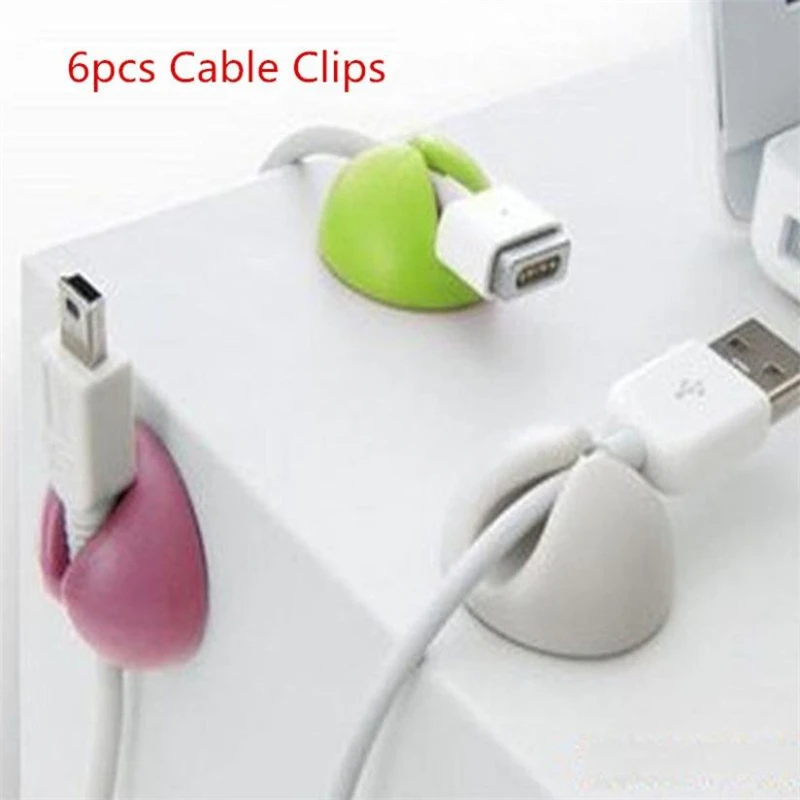 Новый креативный 6 x зажим для кабеля стол аккуратный провод падение свинца USB