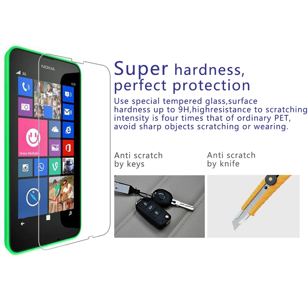 0.3 мм закаленное Стекло для Nokia Lumia 630 9 H жесткий 2.5D дуги края ультра тонкий Экран