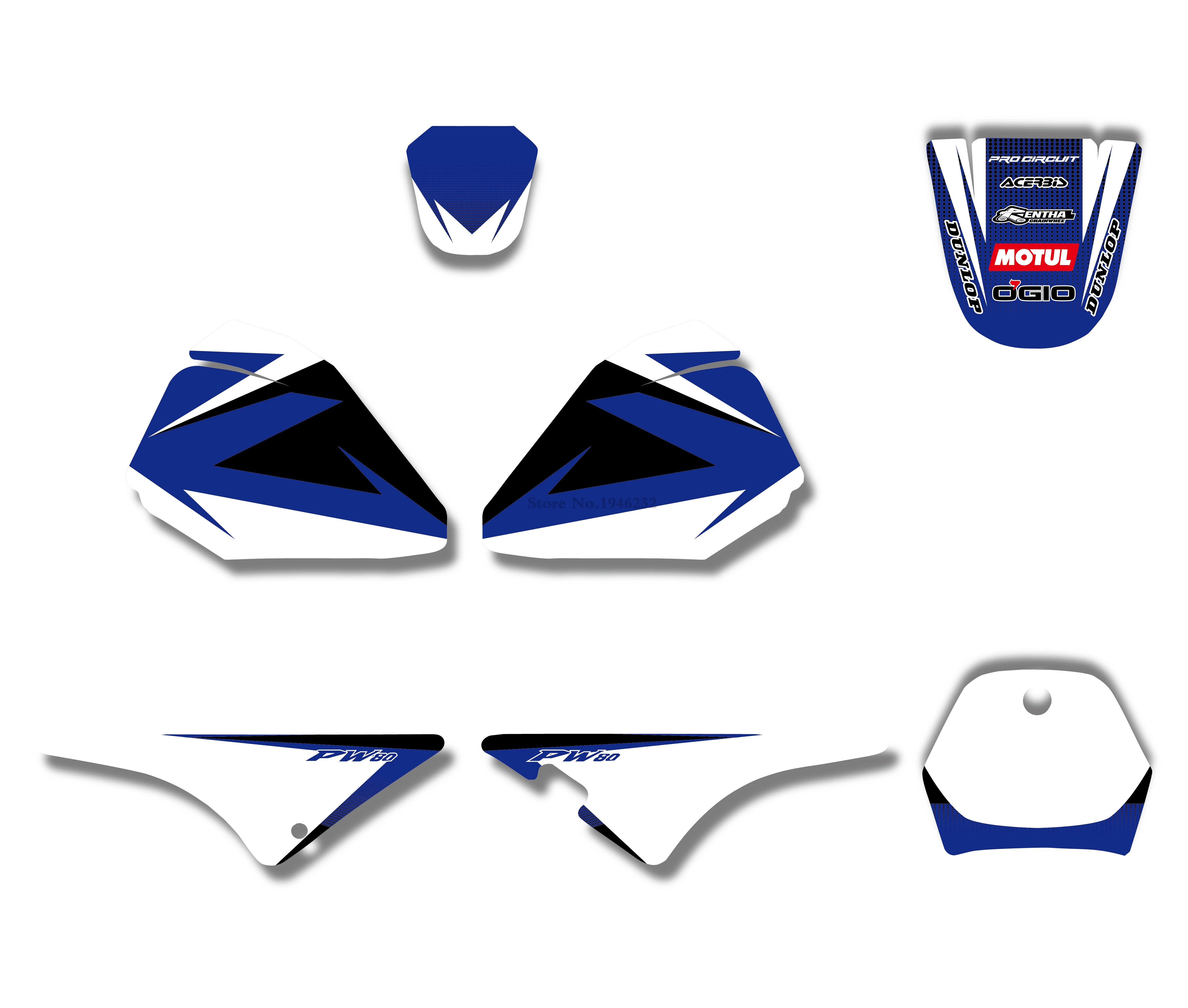 3 вида стилей Moto TEAM графика задний план наклейка наклейки для Yamaha PW80 PW 80 все годы питбайк Байк мотоцикл Pegatina - Цвет: Армейский зеленый