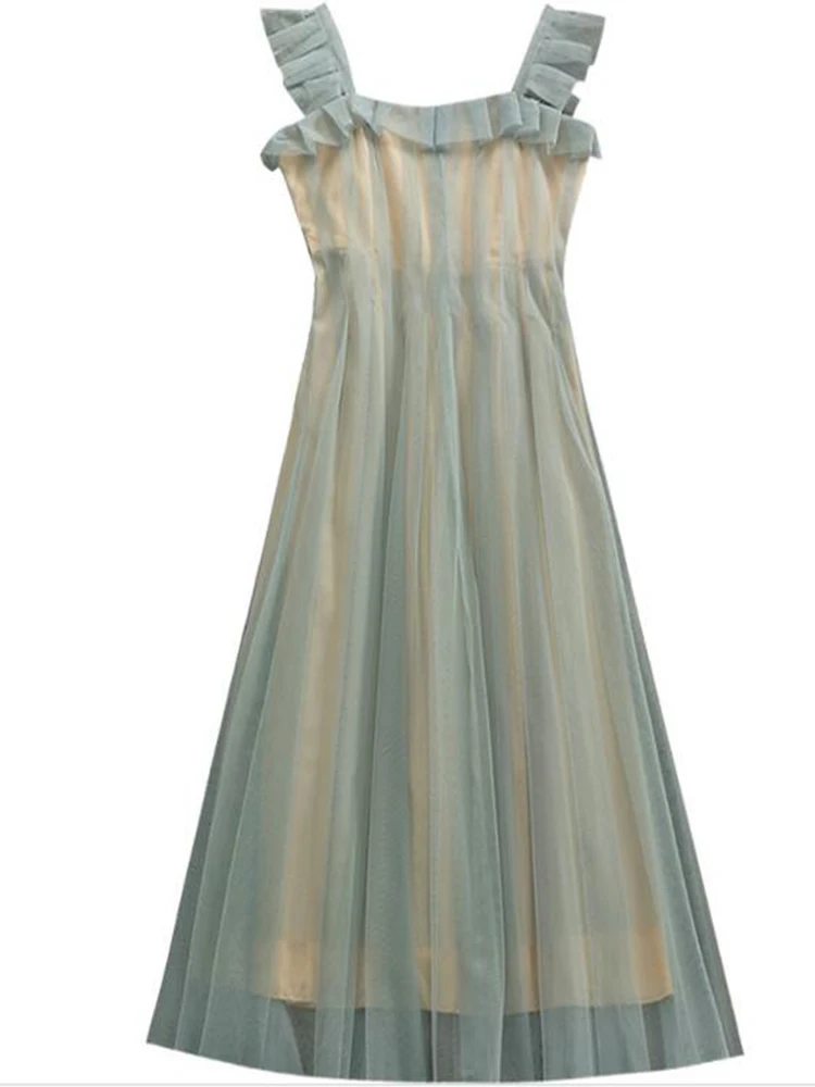 Лето 2019 Новое поступление темперамент супер фея длинное платье милое без рукавов