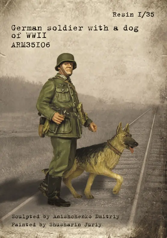 1/35 солдат с собакой времен Второй мировой войны военная сцена набор из смолы