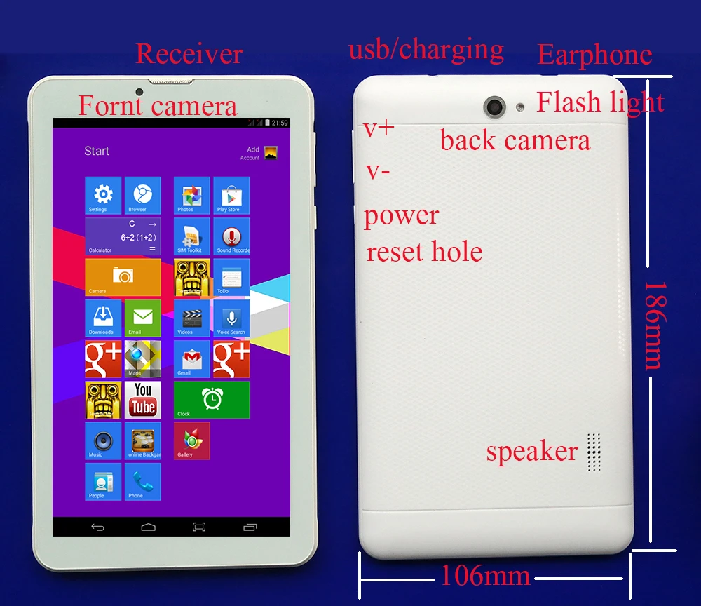 High Quality SimRain 7&quot Phone Call Tablet PC SIM Card 2G GSM 8GB ROM Android 4.2 Bluetooth Dual Core Cameras 2015 Hot NEW | Компьютеры