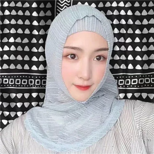 2 Pieces Amira Hijab Womens Muslim Hijab Islamic Scarf Shining Scarf Breathable Summer#YS659