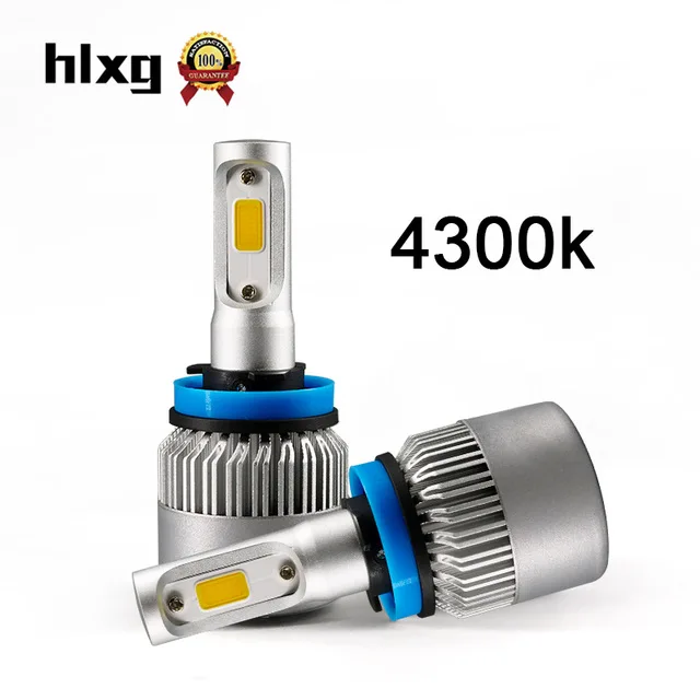 HLXG 4300K белый желтый H8 H9 H11 Светодиодный светильник 72 Вт 8000лм для автомобиля лампа