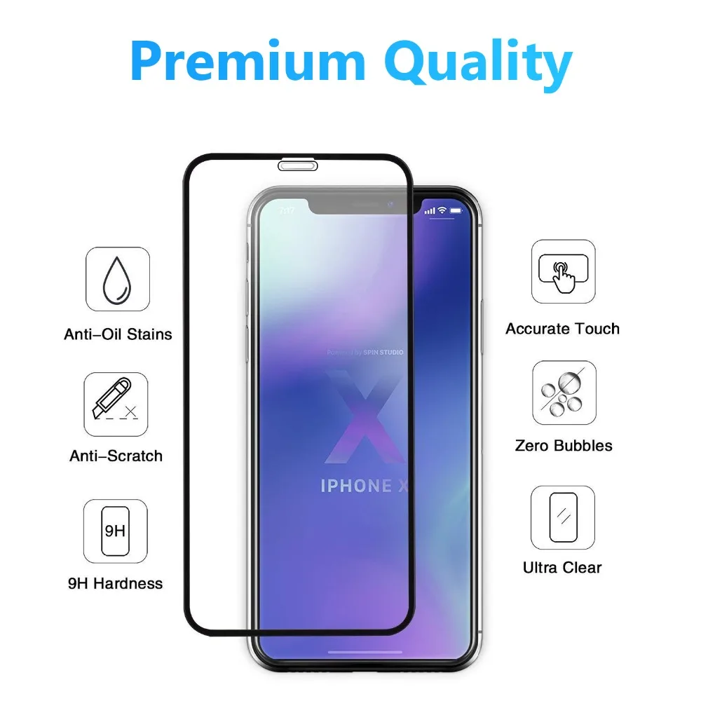 TIEGEM Full Cover Protective Glass For iPhone 6 glass 7 8 6s Plus Tempered X Screen Protector | Мобильные телефоны и