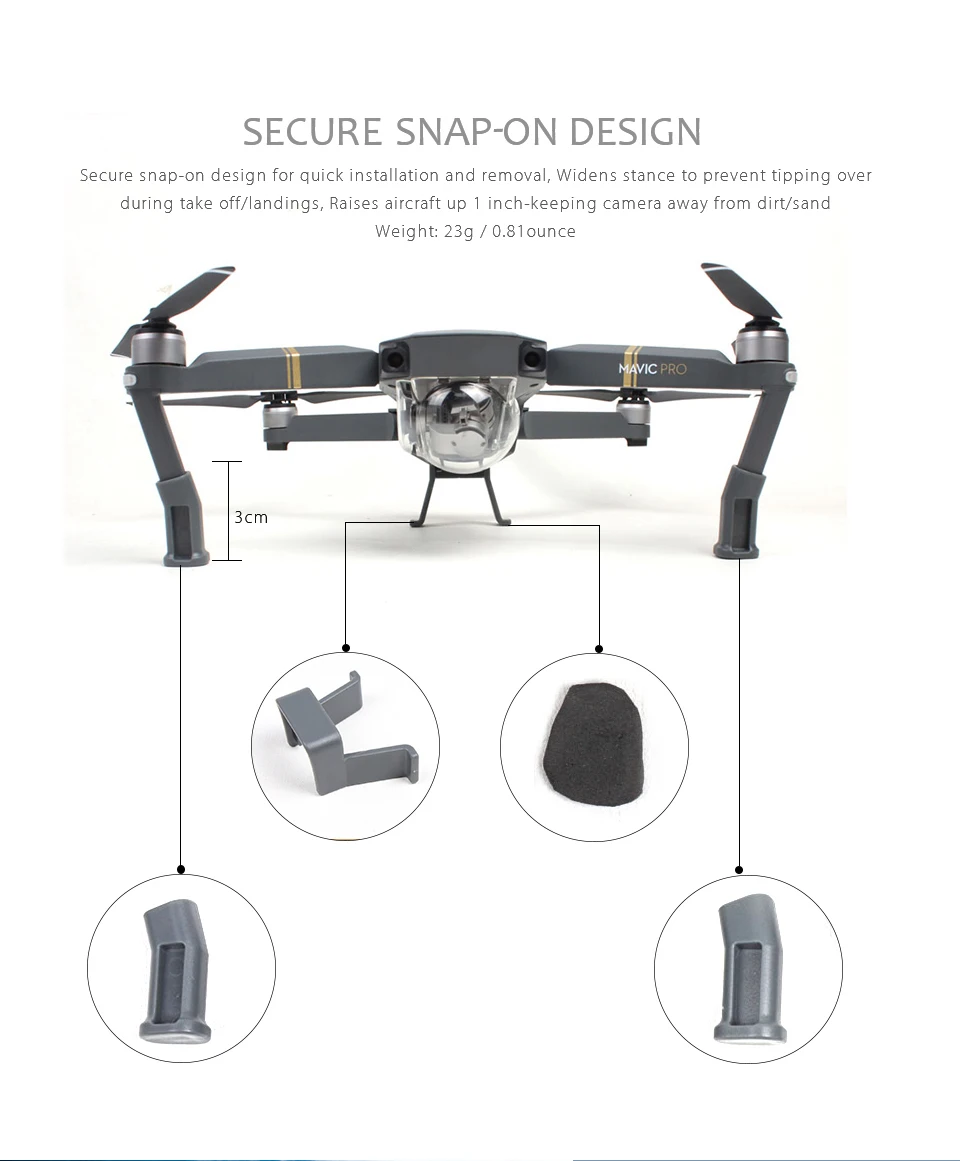 DJI Mavic pro Accessories 4 in 1 kit Landing Gear Leg Lens Hood Sunshade Battery Charging Port and Drone Cover Cap Protector | Электроника