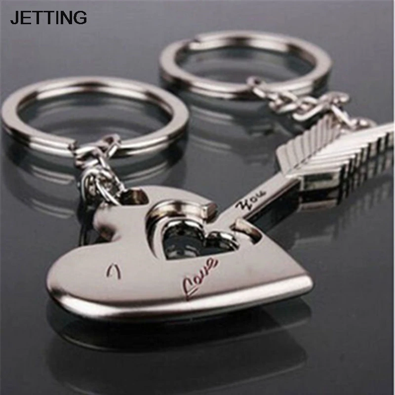 HWetR 1 пара брелоков для влюбленных из серебристого сплава с бантом в виде стрелы