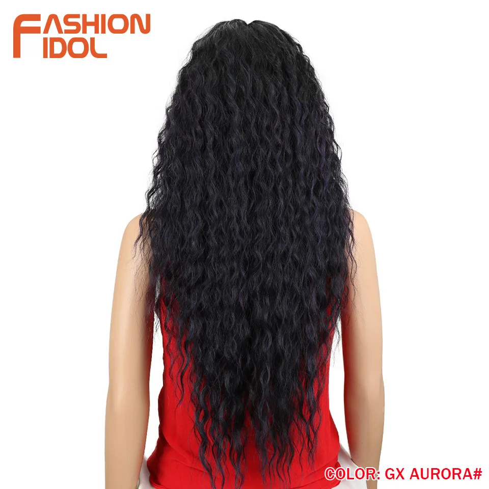 Мода IDOL Hair 28 дюймов мягкий длинный кудрявый I парик на кружеве для черных женщин синтетические волосы термостойкие парики для женщин - Цвет: GX AURORA