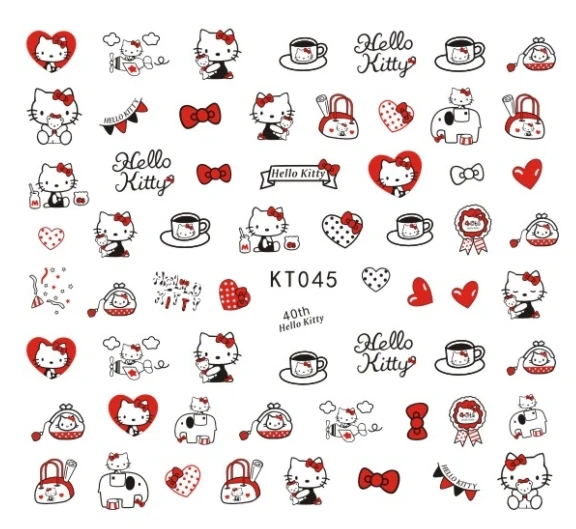 Новинка 5 листов 15 видов детские наклейки для ногтей KT Cat милые дизайн клейкие