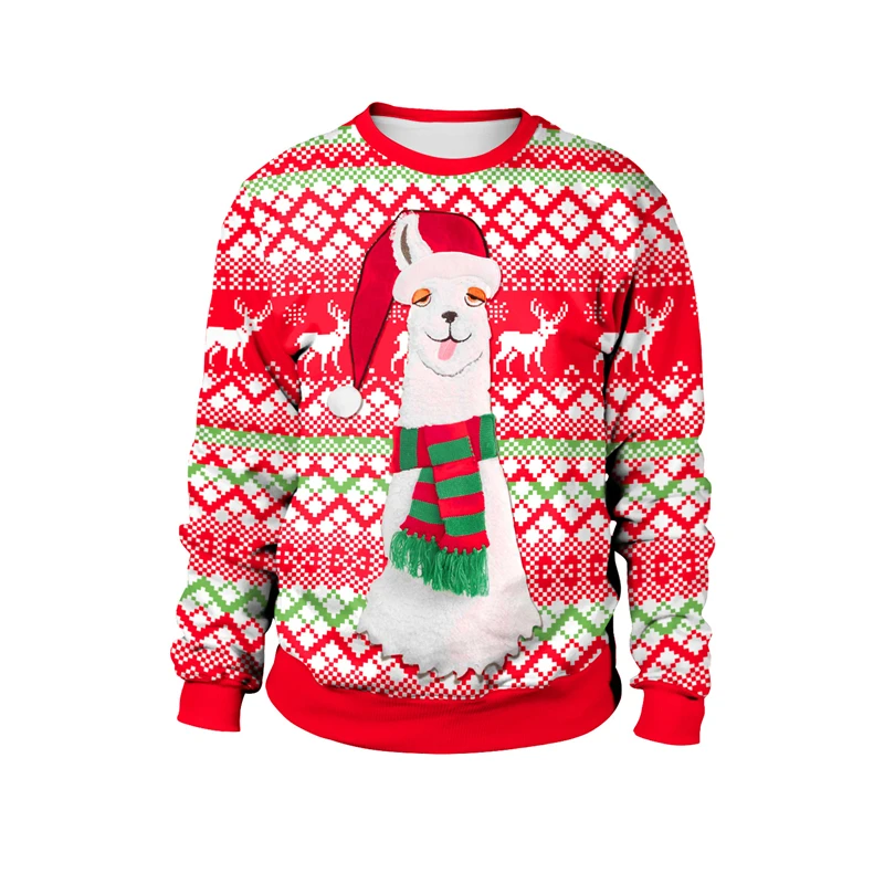 Alpaca Printed Christmas Sweaters Clothing O-neck Pullover Sweatshirts Family Fitted Tops Father Mother Daughter Son Costumes |