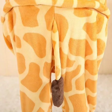 Giraffe Фланелевые пижамные комплекты унисекс с единорогом, пегасом, стичем, пандой, динозавром, мультяшными животными для мужчин и женщин - Цвет: Giraffe