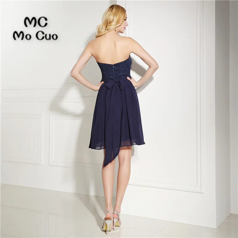 Темно-синее платье для выпускного вечера недорогое ТРАПЕЦИЕВИДНОЕ мини-платье с