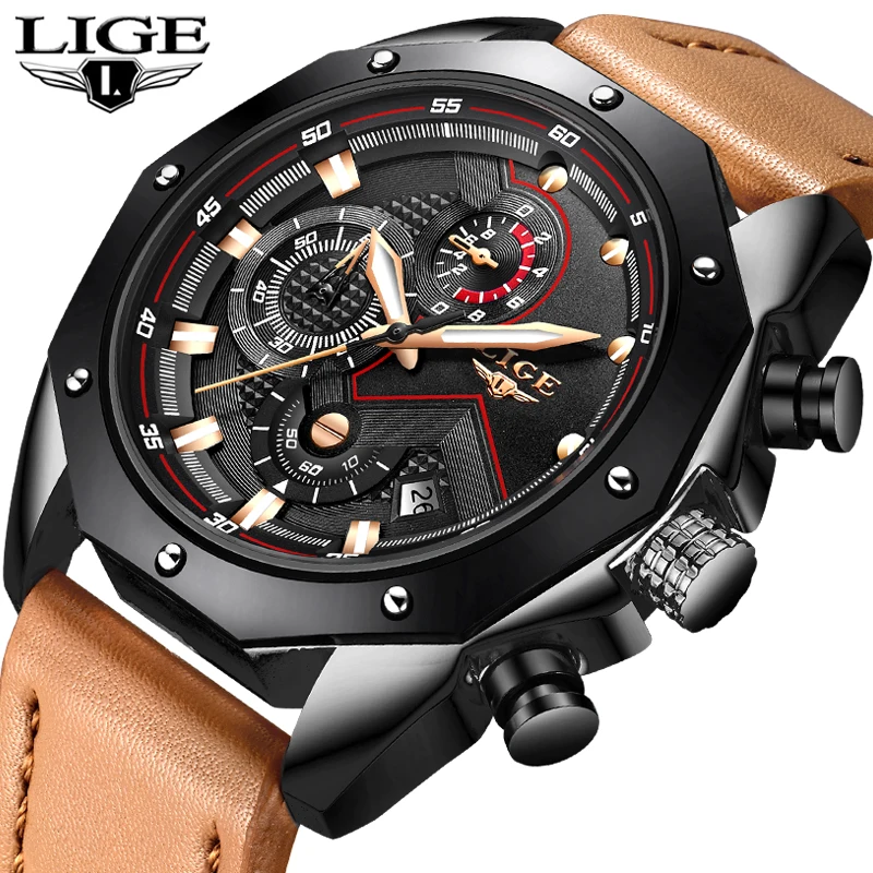 Relojes 2018 LIGE мужские часы Лидирующий бренд Роскошные водонепроницаемые кварцевые