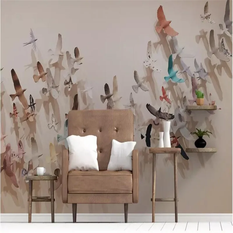 Creative group of flying birds background wall professional custom high-end mural factory wholesale wallpaper photo |
