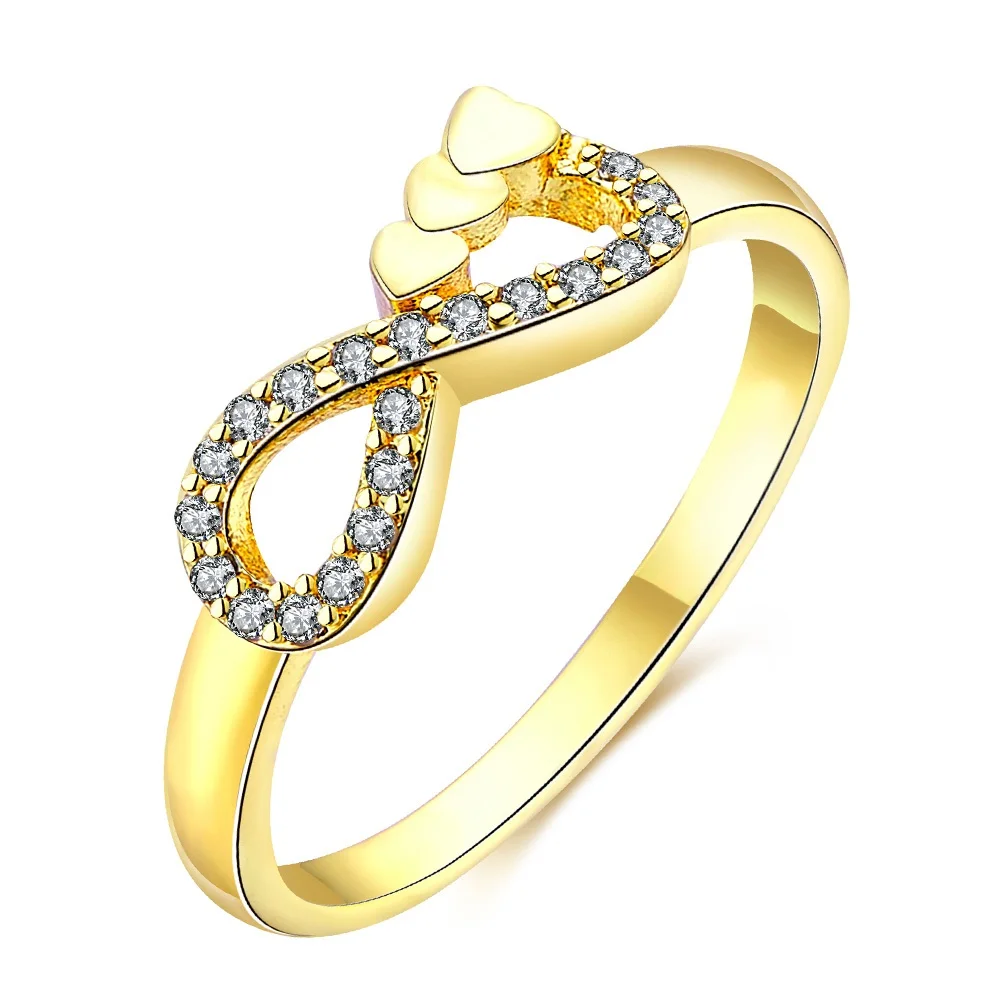 New Design Fashion Alloy Crystal Rings Gold /Silver Color Infinity Ring Infinty Statement Jewelry Wholesale for Women | Украшения и