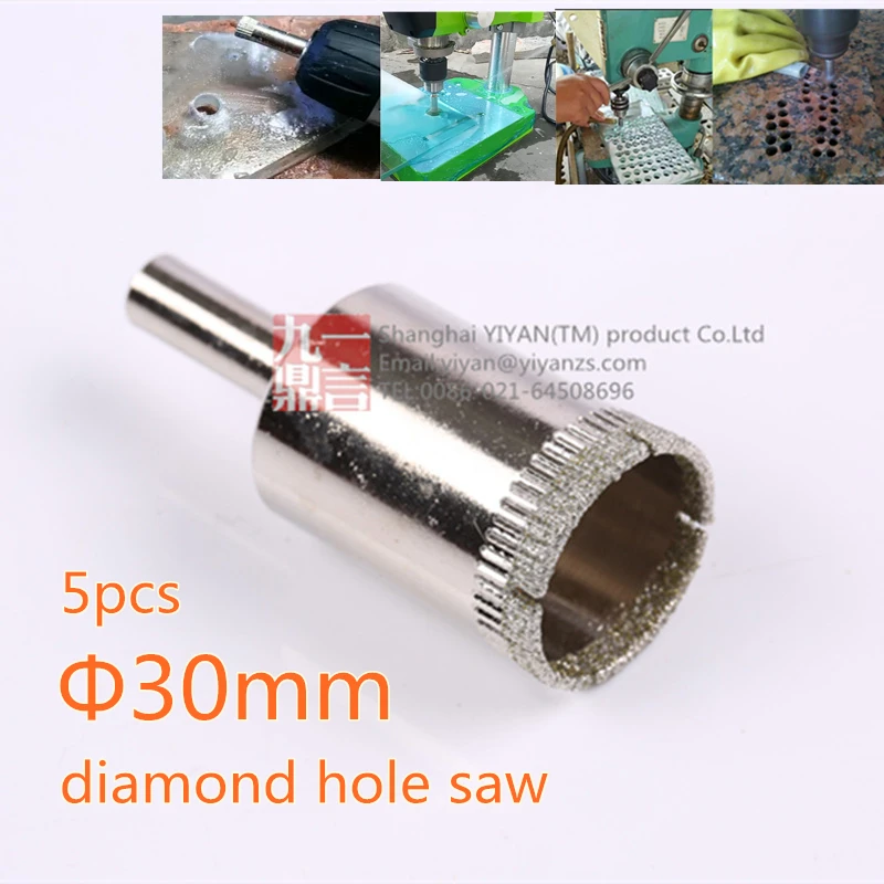 

5pcs/lot 30mm High Quality Diamond Hole Saw Drill Bit For Ceramic, Porcelain Tiles, Glass, Marble, brick