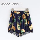 Шорты Jocoo Jolee женские с высокой талией, модные повседневные пляжные мини-шорты с цветочным принтом и бахромой, в стиле бохо, 2018
