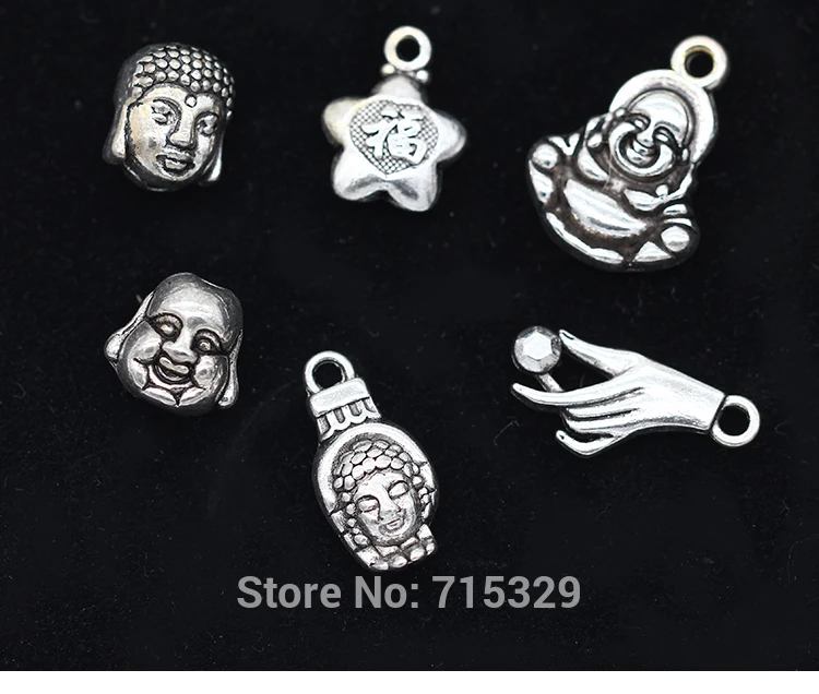 20p Винтаж Тибетский Серебряный тон амулеты подвески Будды spacer ожерелье разъемы для рукоделия, очаровательный браслет для изготовления ювелирных изделий