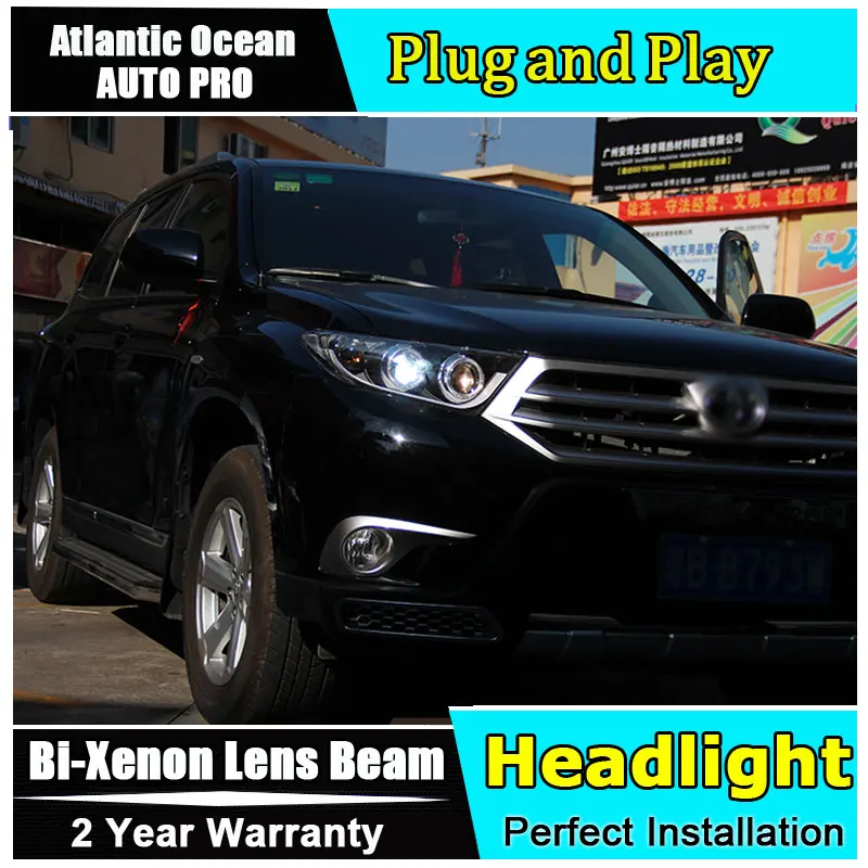 

Car Styling 2012-2014 Headlights for Toyota Highlander LED Headlight angel eyes led drl HID KIT Bi-Xenon Lens low beam xenon