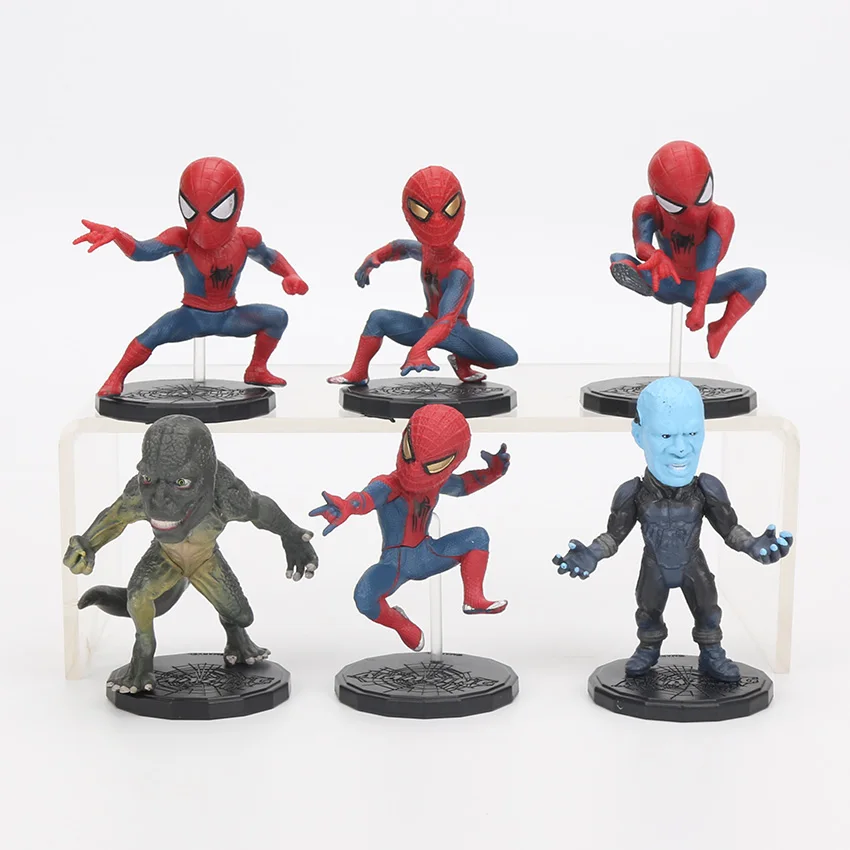 6,5-8 см 6 шт. игрушки Marvel Мстители Человек-паук лизардман Набор фигурок супергерой Человек-паук ПВХ фигурка Коллекционная модель куклы