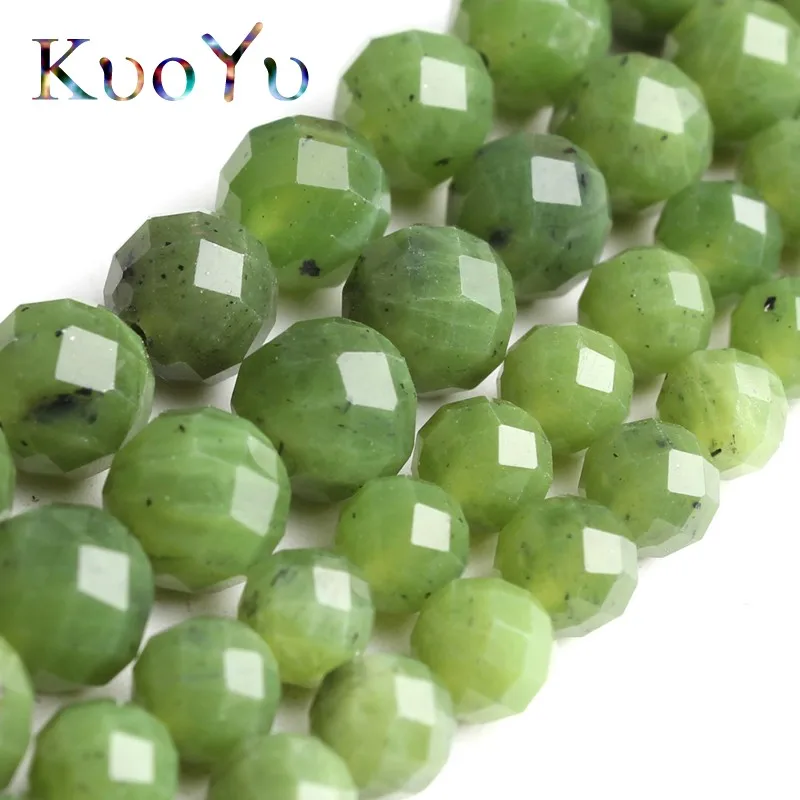 Натуральные граненые канадские зеленые нефритовые бусы из драгоценных камней
