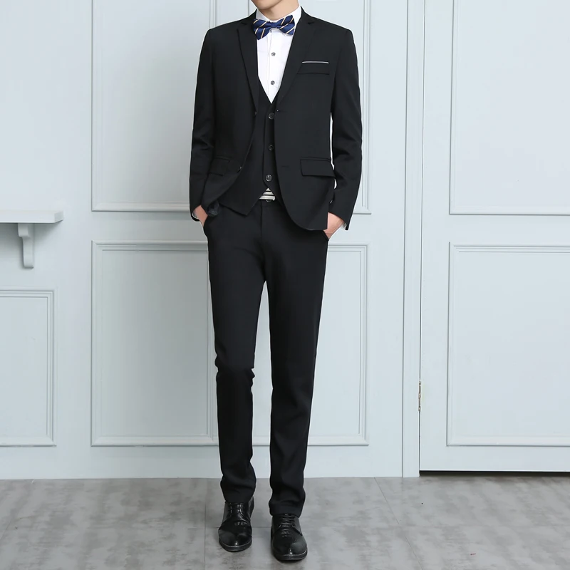 Деловой повседневный костюм мужской из 3 предметов (брюки пиджак и жилет) модный