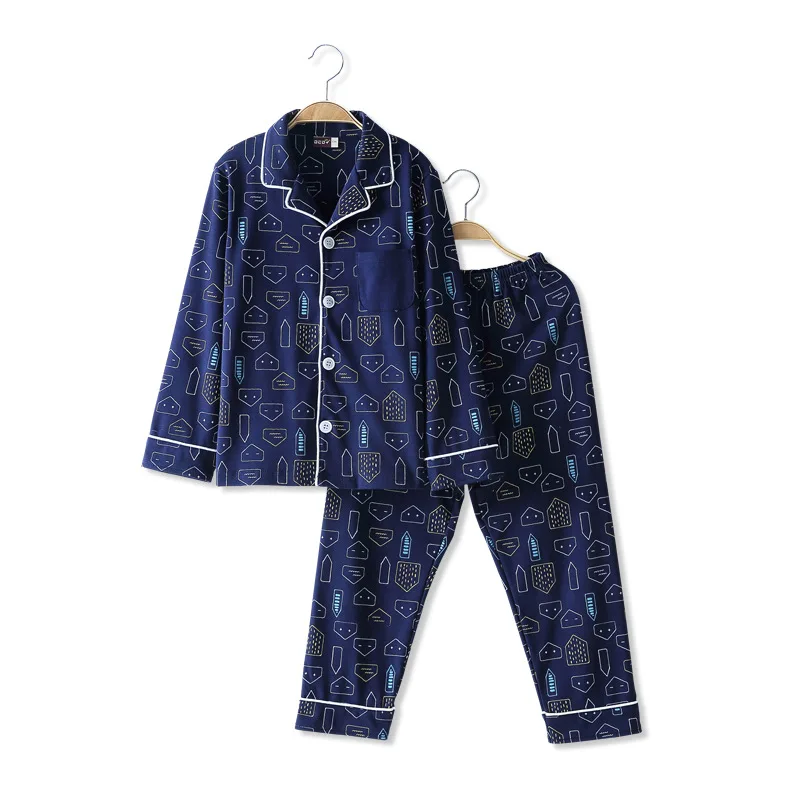 Хлопковые Пижамные комплекты для мальчиков и девочек детская одежда сна на осень