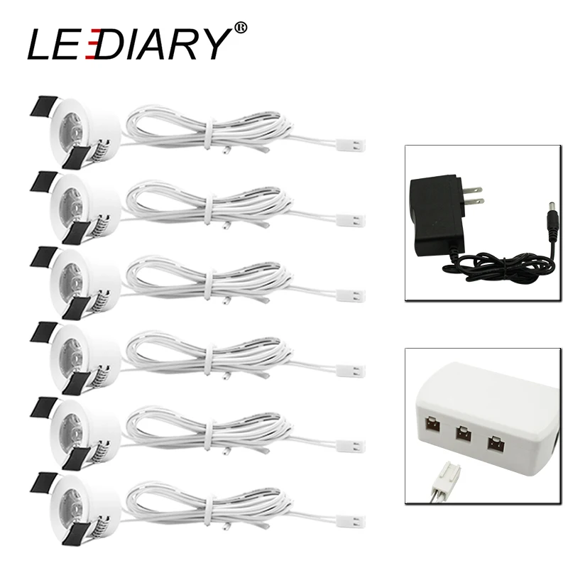 Standard set 6 lamp Hinnixy светодиодный мини Dimmable СИД Downlights дистанционного Управление белое пятно лампы 27 мм выреза для Размеры 1,5 W 110 V-220 V шкаф для помещения свет - Испускаемый цвет: Standard set 6 lamp