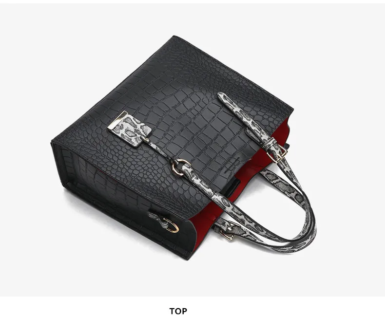 Простые Модные женские кожаные сумки Trunk Tote новые змеиные строчки Крокодил сумки на плечо для женщин сумки-мессенджеры